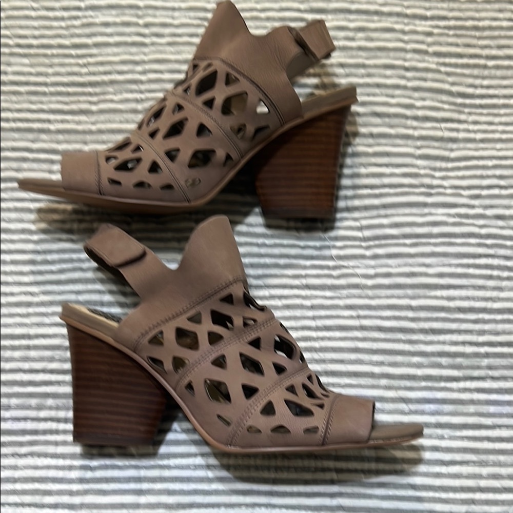 Vince Camuto Taupe Cutout Heeled Sandals